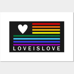 USA LGBT Pride -  American Flag Style Love is Love BOLD Posters and Art